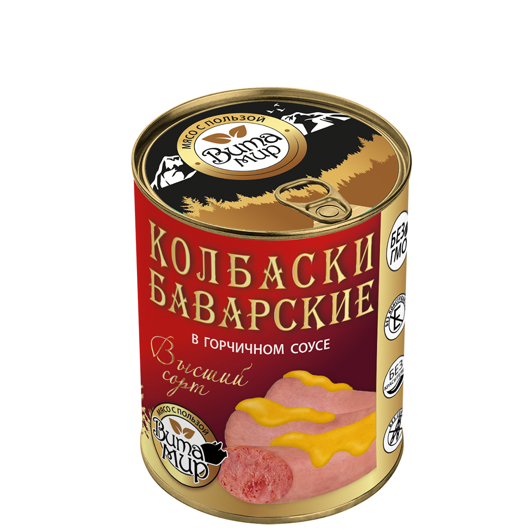 Колбаски Баварские в горчичном соусе ВитаМир 340г