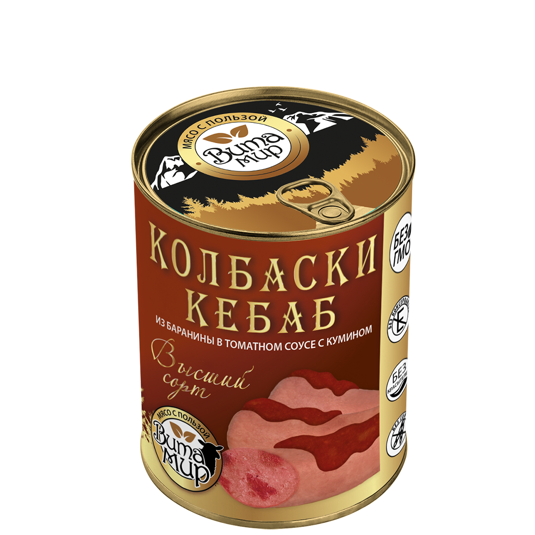 Колбаски кебаб из баранины в томатном соусе с кумином ВитаМир 340г