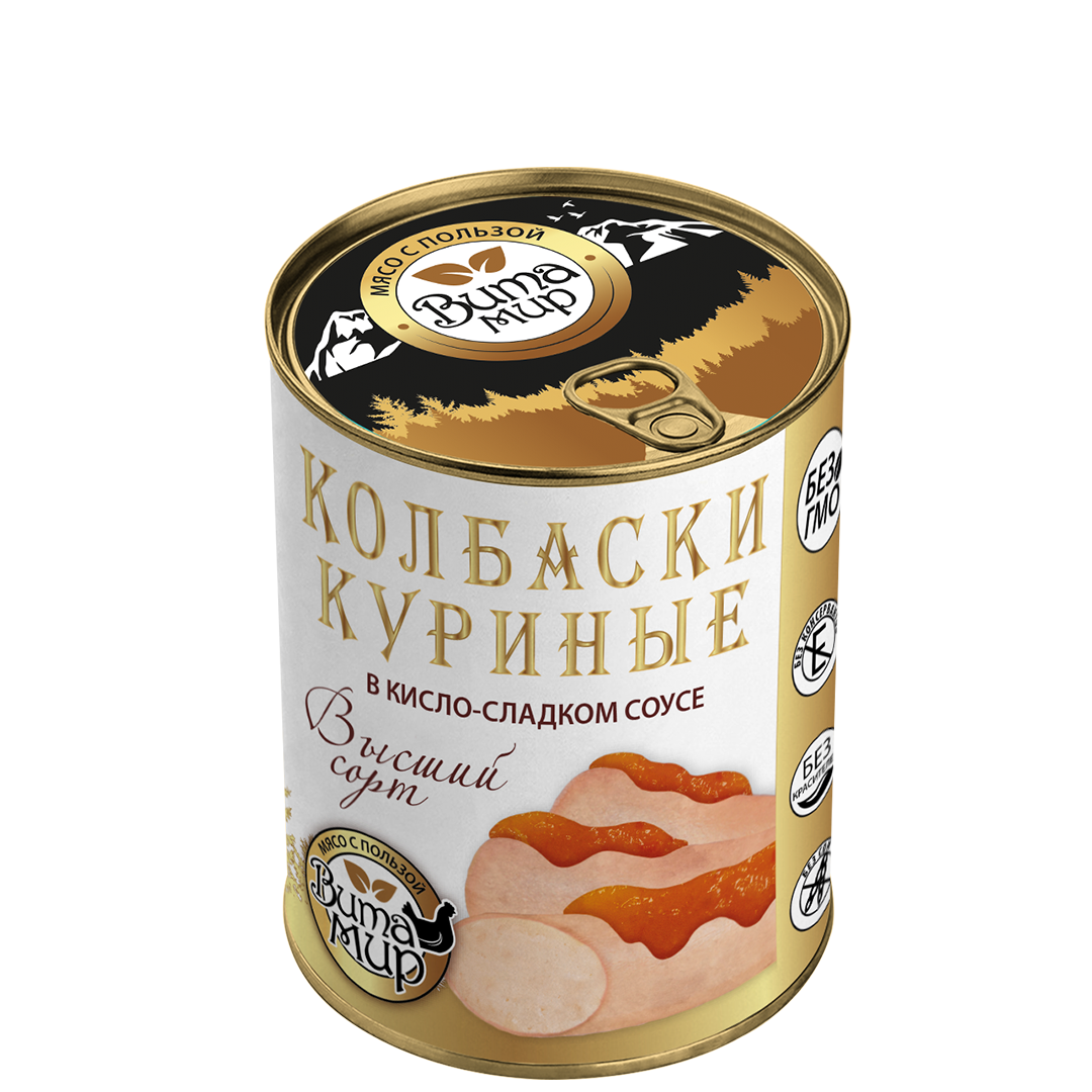 Колбаски куриные в кисло-сладком соусе ВитаМир 340г
