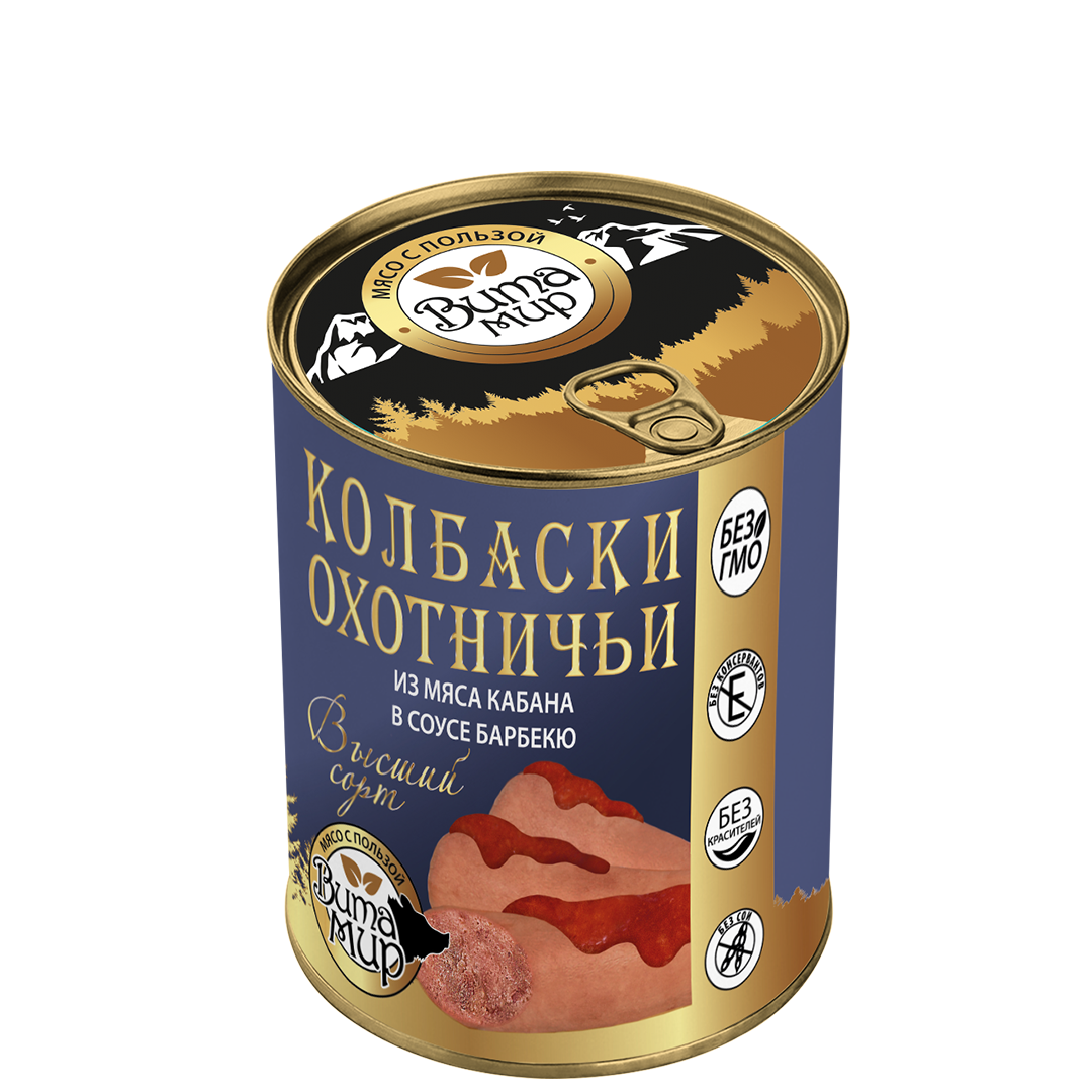 Колбаски охотничьи из мяса кабана в соусе Барбекю ВитаМир 340г
