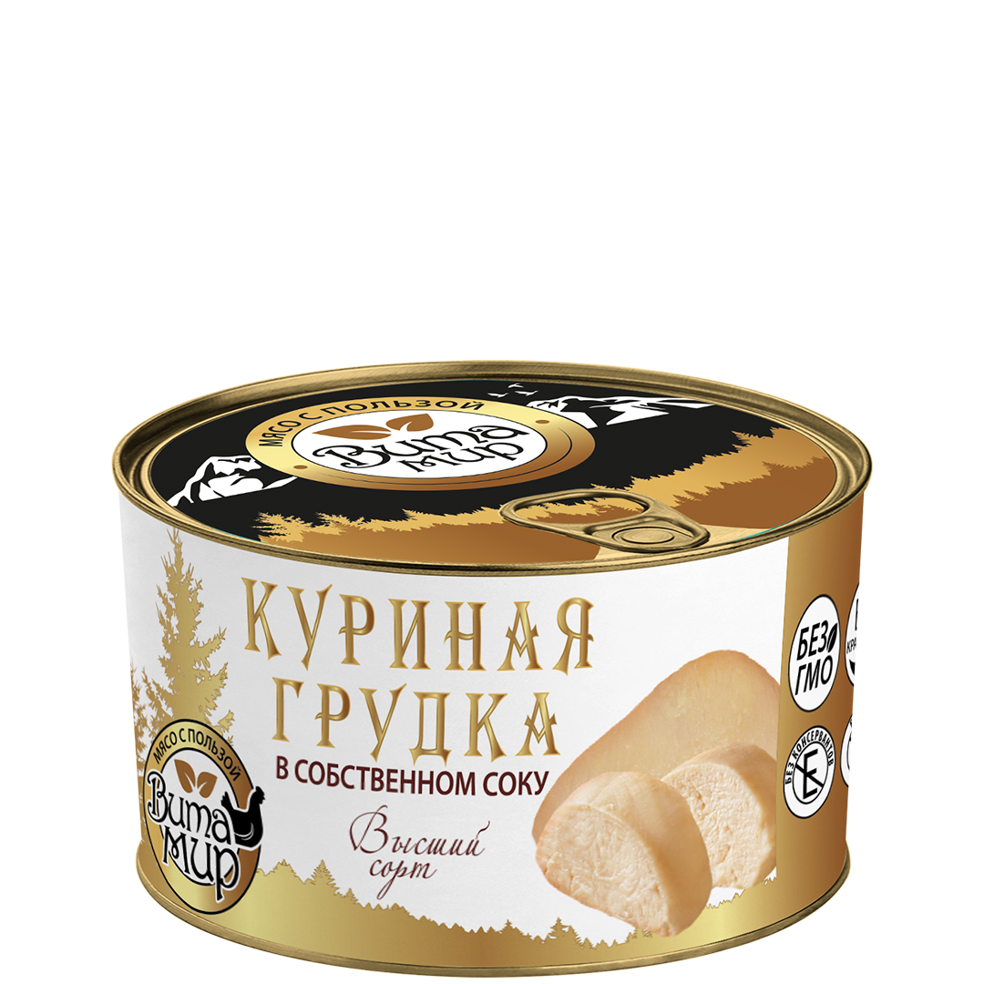 Куриная грудка в собственном соку ВитаМир 325г