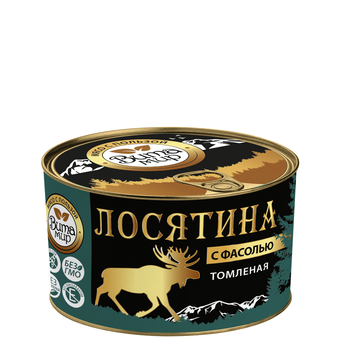 Лосятина с фасолью томлёная ВитаМир 325г