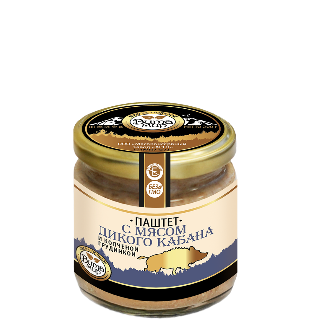 Паштет с мясом дикого кабана и копчёной грудинкой ВитаМир 200г