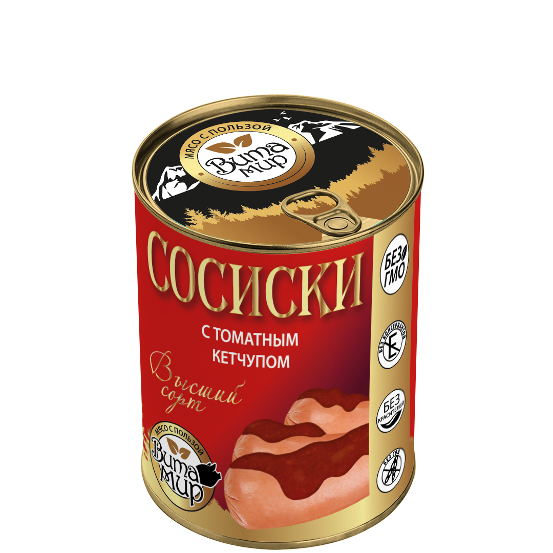 Сосиски с томатным кетчупом ВитаМир 340г