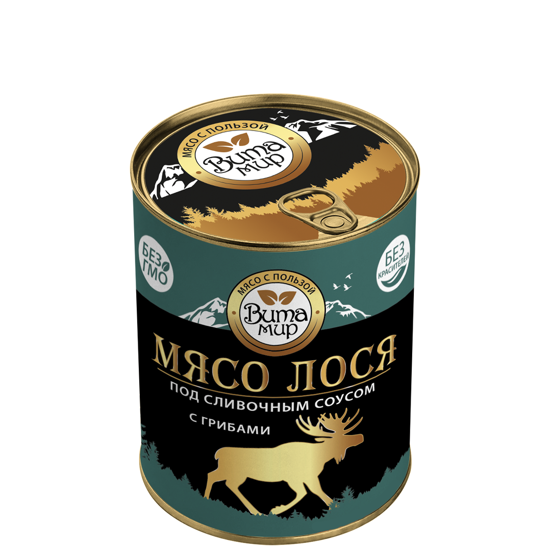 Мясо лося под сливочным соусом с грибами ВитаМир 340г